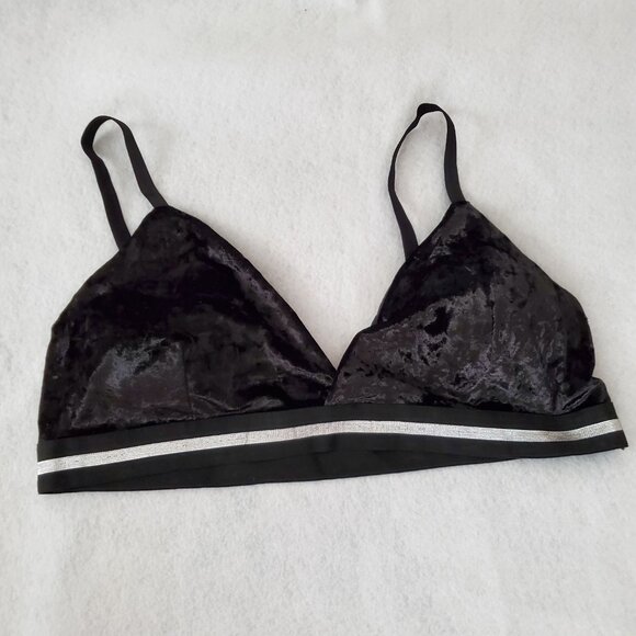 Panty & Bra Set 2X Black Velour Silver Trim Sexy rue21 - Picture 5 of 12